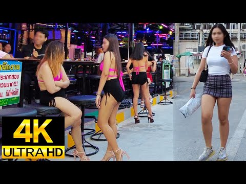 Pattaya 4K Walk Soi BuaKhao, MY TH NIGHT, Soi made in Thailand, Soi Boomerang, Beach Road. Dec 2023.
