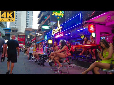 [4K] Evening Pattaya – Soi Buakhao, LK Metro, Diana, Boomerang, 2nd road. February 2024